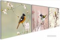 pájaro en cerezo oriental en paneles escenificados